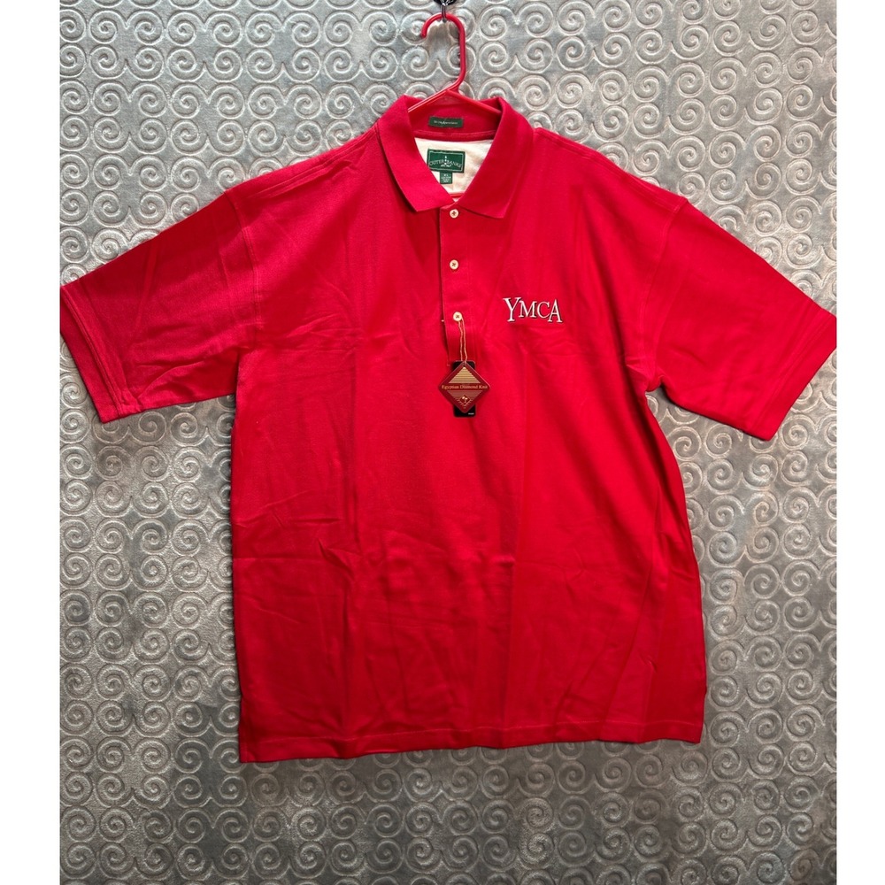 YMCA Outer Banks Red Egyptian Diamond Knit Polo Shirt Mens XL Short‎ Sleeve